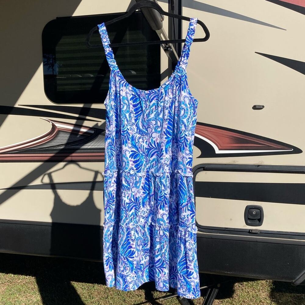 Lilly Pulitzer Dress Sundress Sleeveless Blue with Flamingos Women's XL